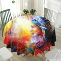 Galaxy Native Indian Woman Print Waterproof Round Tablecloth