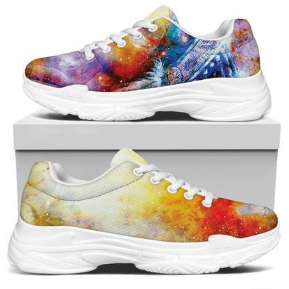 Galaxy Native Indian Woman Print White Chunky Shoes