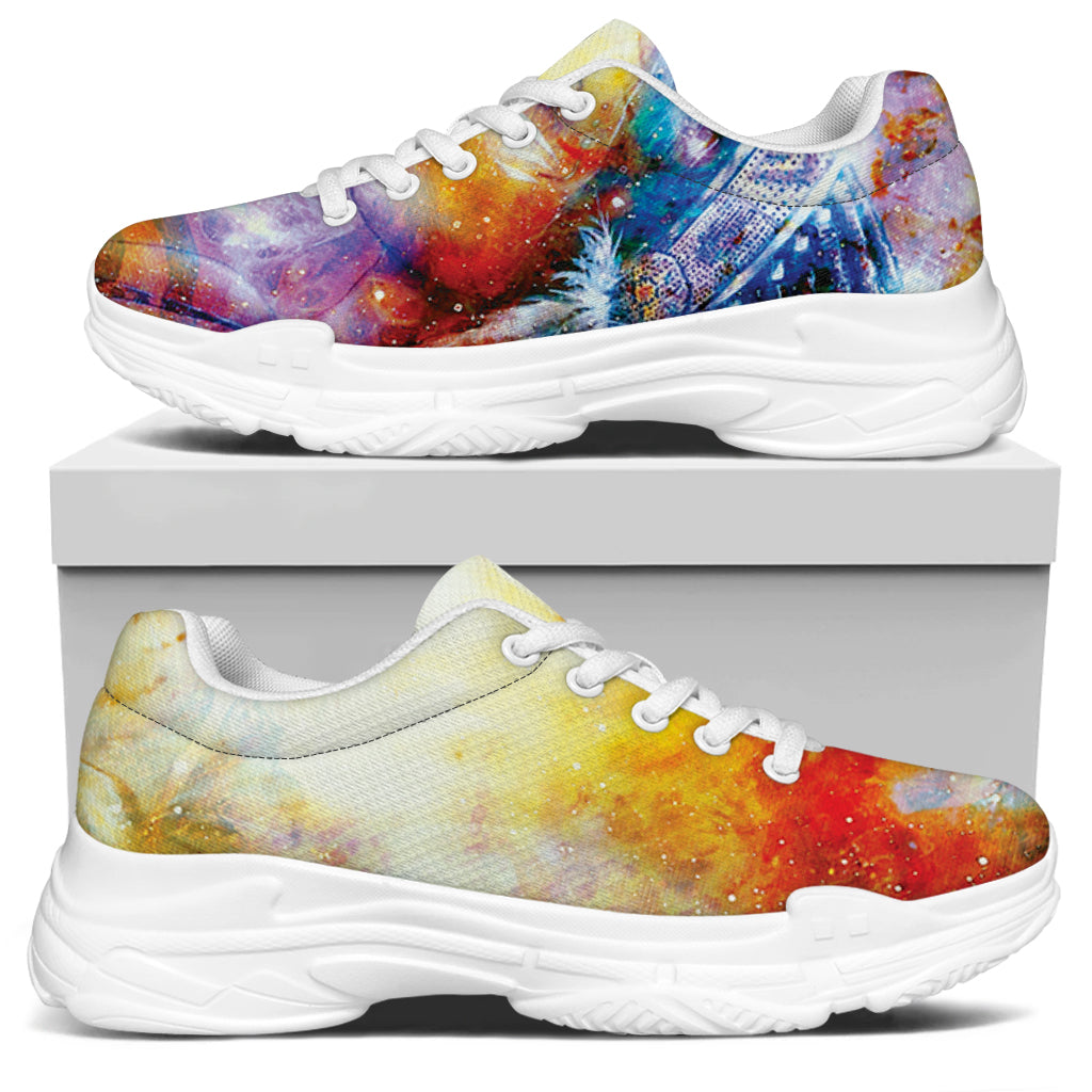 Galaxy Native Indian Woman Print White Chunky Shoes