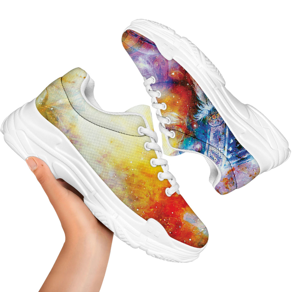 Galaxy Native Indian Woman Print White Chunky Shoes