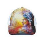 Galaxy Native Indian Woman Print White Mesh Trucker Cap