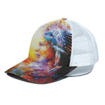 Galaxy Native Indian Woman Print White Mesh Trucker Cap