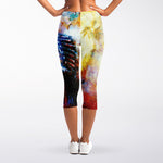Galaxy Native Indian Woman Print Women's Capri Leggings