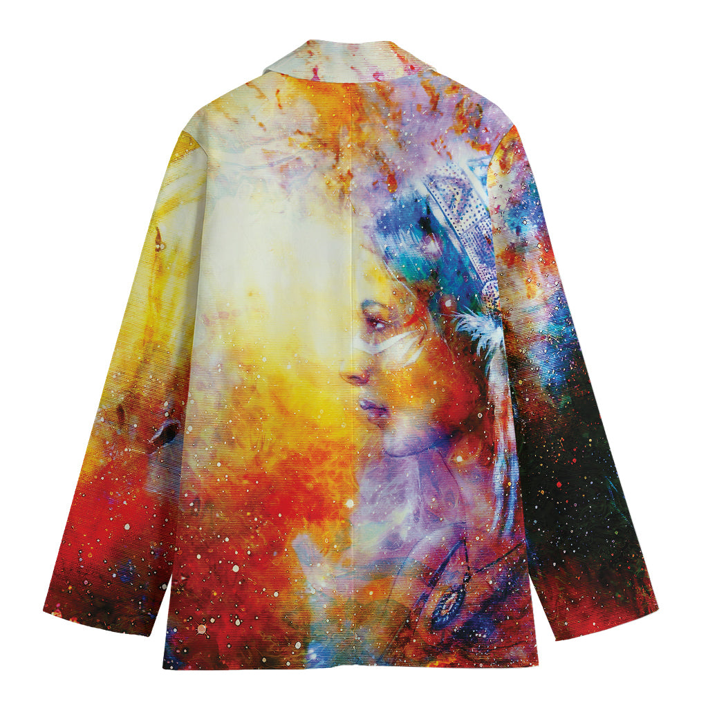 Galaxy Native Indian Woman Print Women's Cotton Blazer