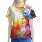 Galaxy Native Indian Woman Print Women's Polo Shirt