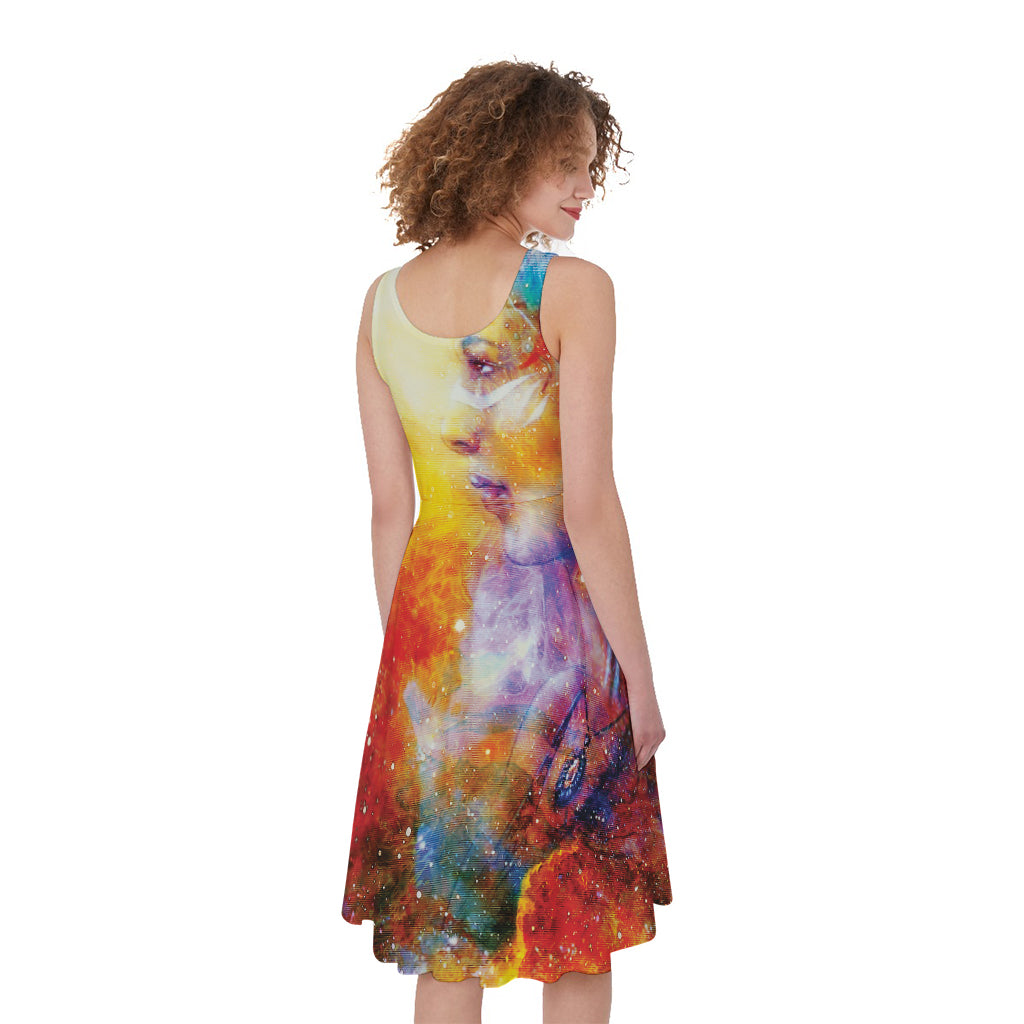 Galaxy Native Indian Woman Print Women's Sleeveless Dress