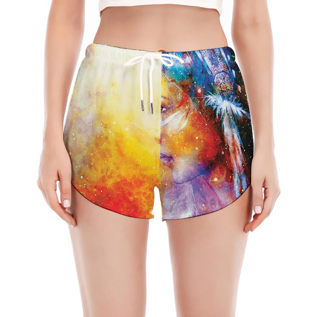 Galaxy Native Indian Woman Print Women's Split Running Shorts