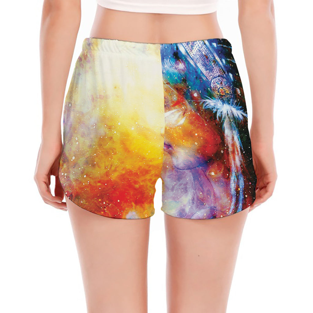 Galaxy Native Indian Woman Print Women's Split Running Shorts