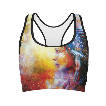 Galaxy Native Indian Woman Print Women's Sports Bra