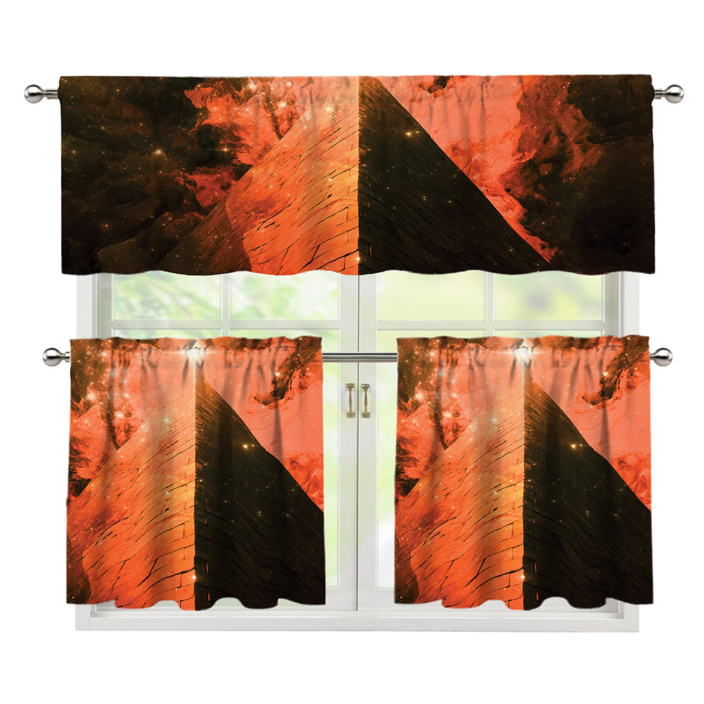 Galaxy Pyramid Print 3 Piece Kitchen Curtains