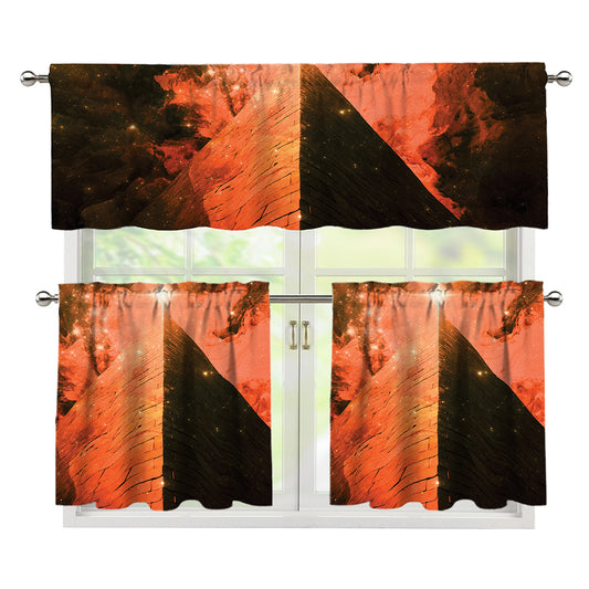 Galaxy Pyramid Print 3 Piece Kitchen Curtains