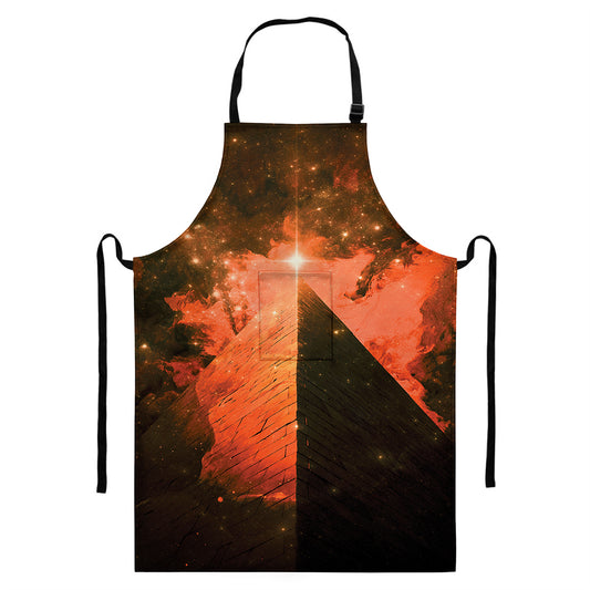 Galaxy Pyramid Print Bib Apron With Pocket