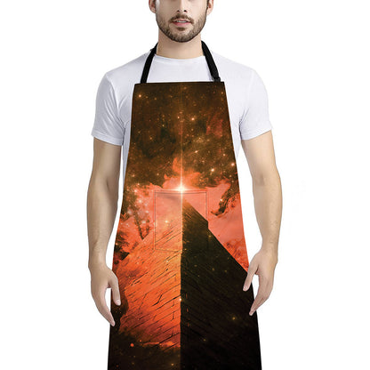 Galaxy Pyramid Print Bib Apron With Pocket
