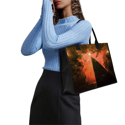 Galaxy Pyramid Print Canvas Tote Bag