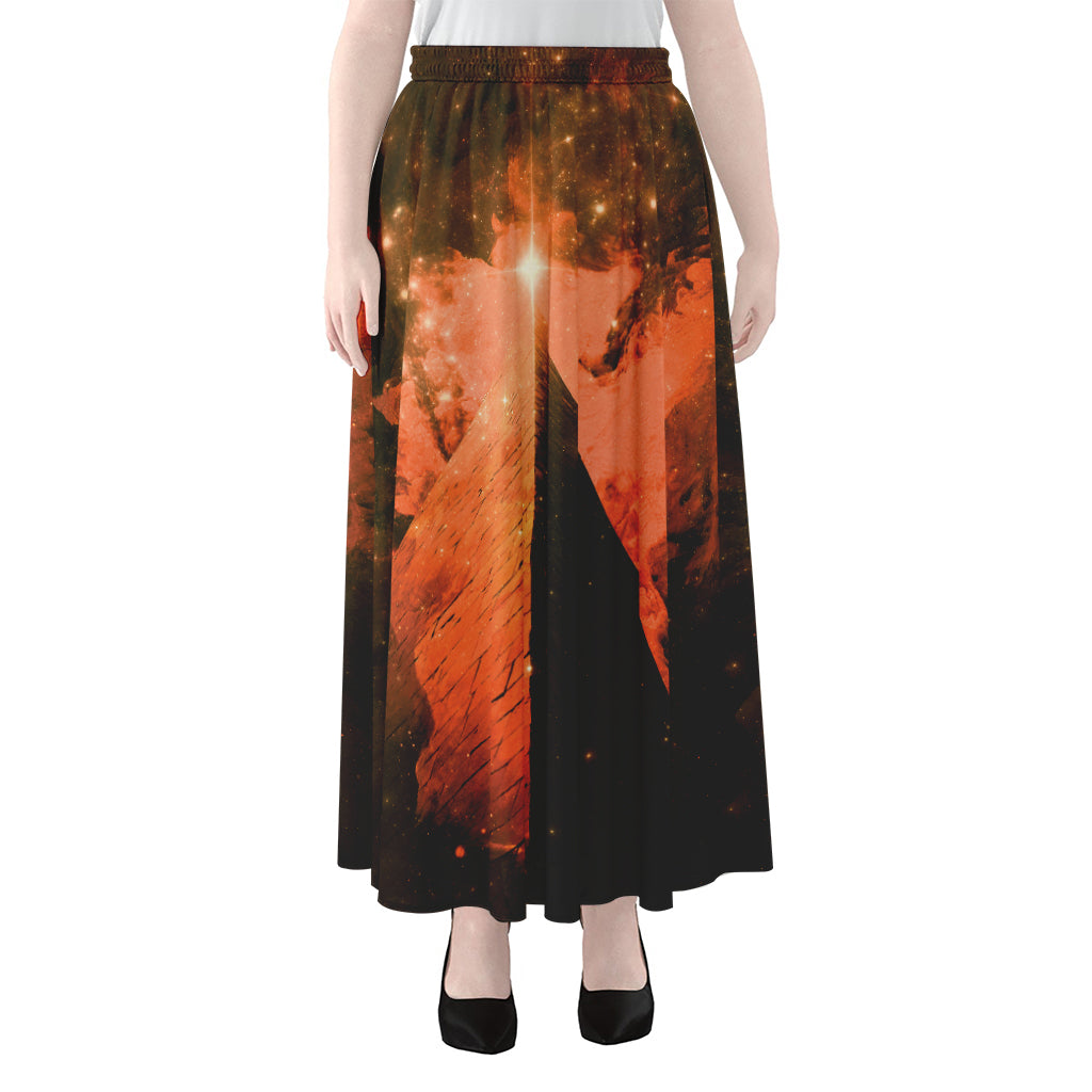 Galaxy Pyramid Print Chiffon Maxi Skirt