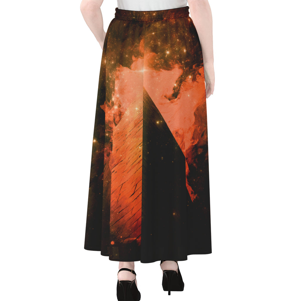 Galaxy Pyramid Print Chiffon Maxi Skirt