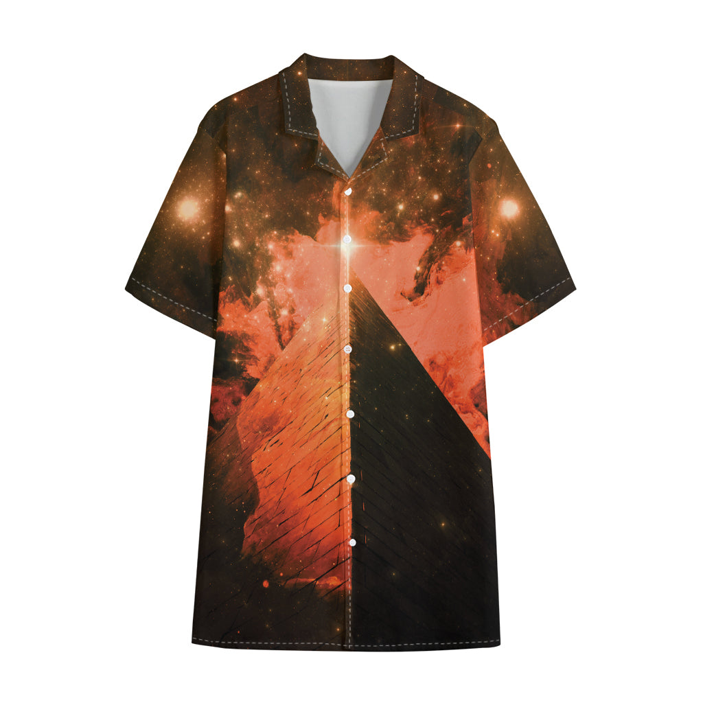 Galaxy Pyramid Print Cotton Hawaiian Shirt