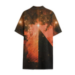 Galaxy Pyramid Print Cotton Hawaiian Shirt