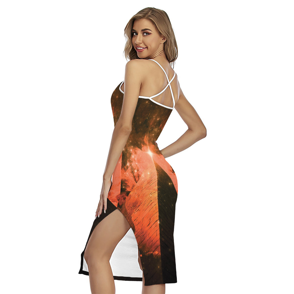Galaxy Pyramid Print Cross Back Cami Dress