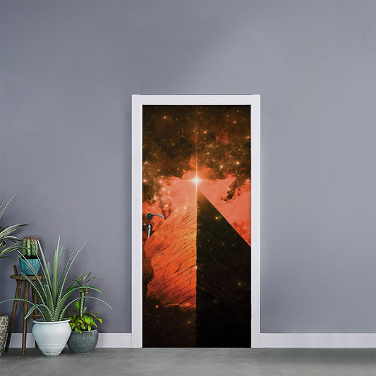 Galaxy Pyramid Print Door Sticker