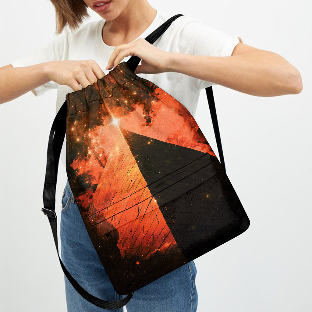 Galaxy Pyramid Print Drawstring Backpack