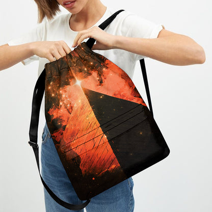 Galaxy Pyramid Print Drawstring Backpack
