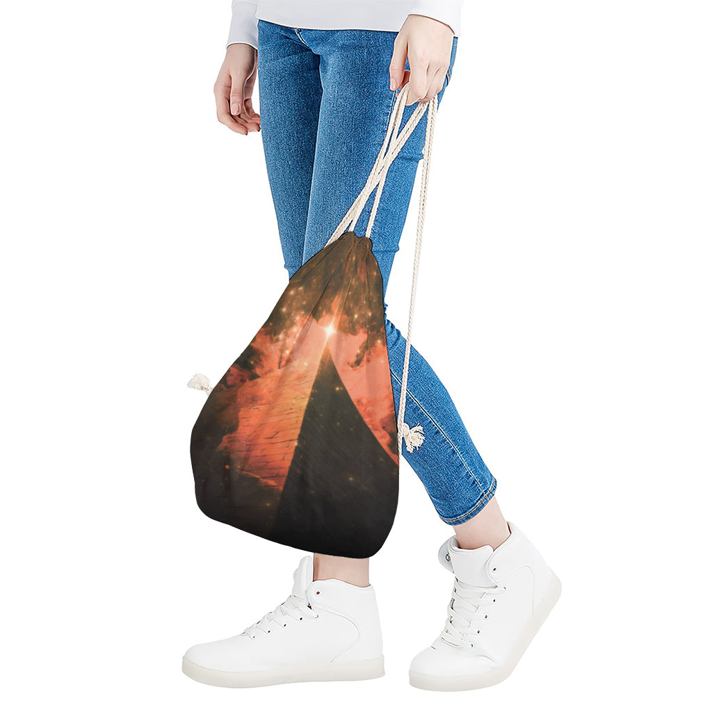 Galaxy Pyramid Print Drawstring Bag