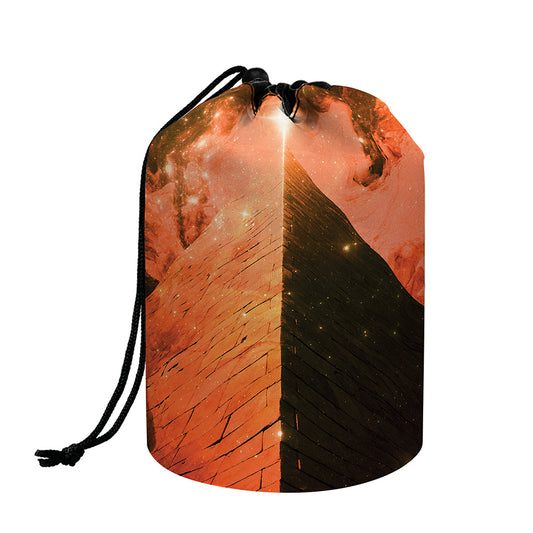 Galaxy Pyramid Print Drawstring Makeup Bag