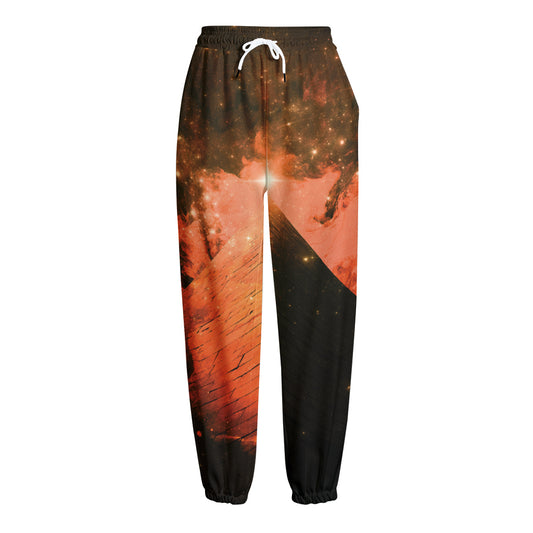 Galaxy Pyramid Print Fleece Lined Knit Pants