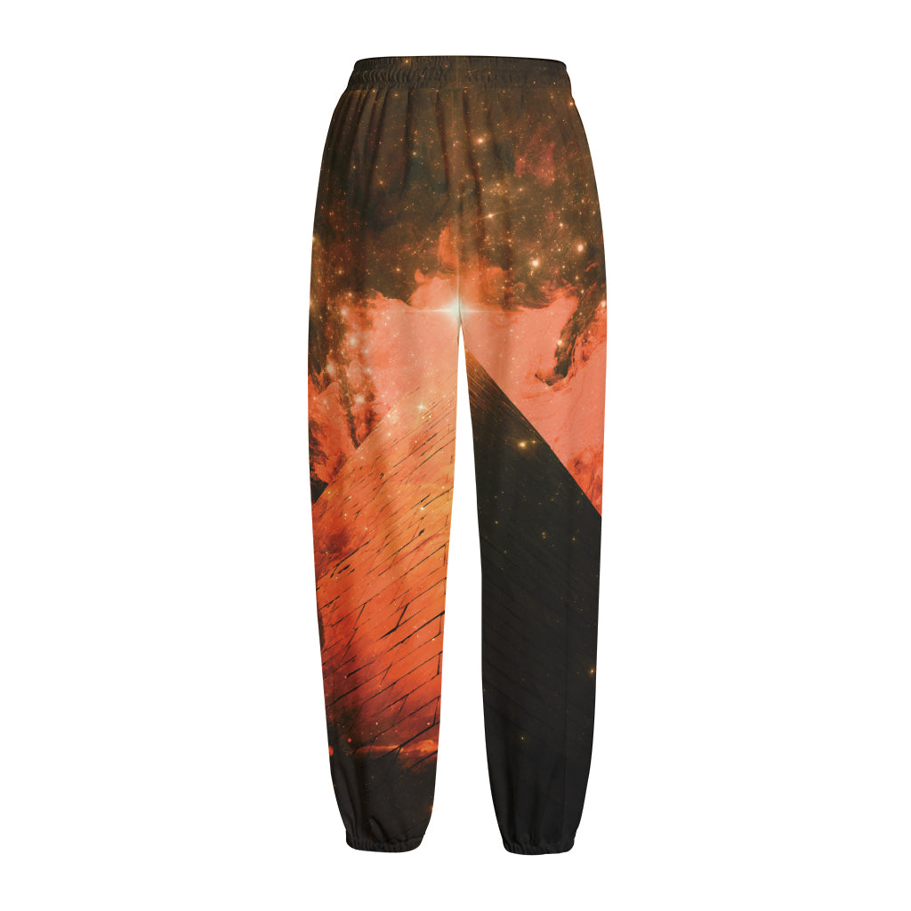 Galaxy Pyramid Print Fleece Lined Knit Pants
