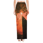 Galaxy Pyramid Print High Slit Maxi Skirt