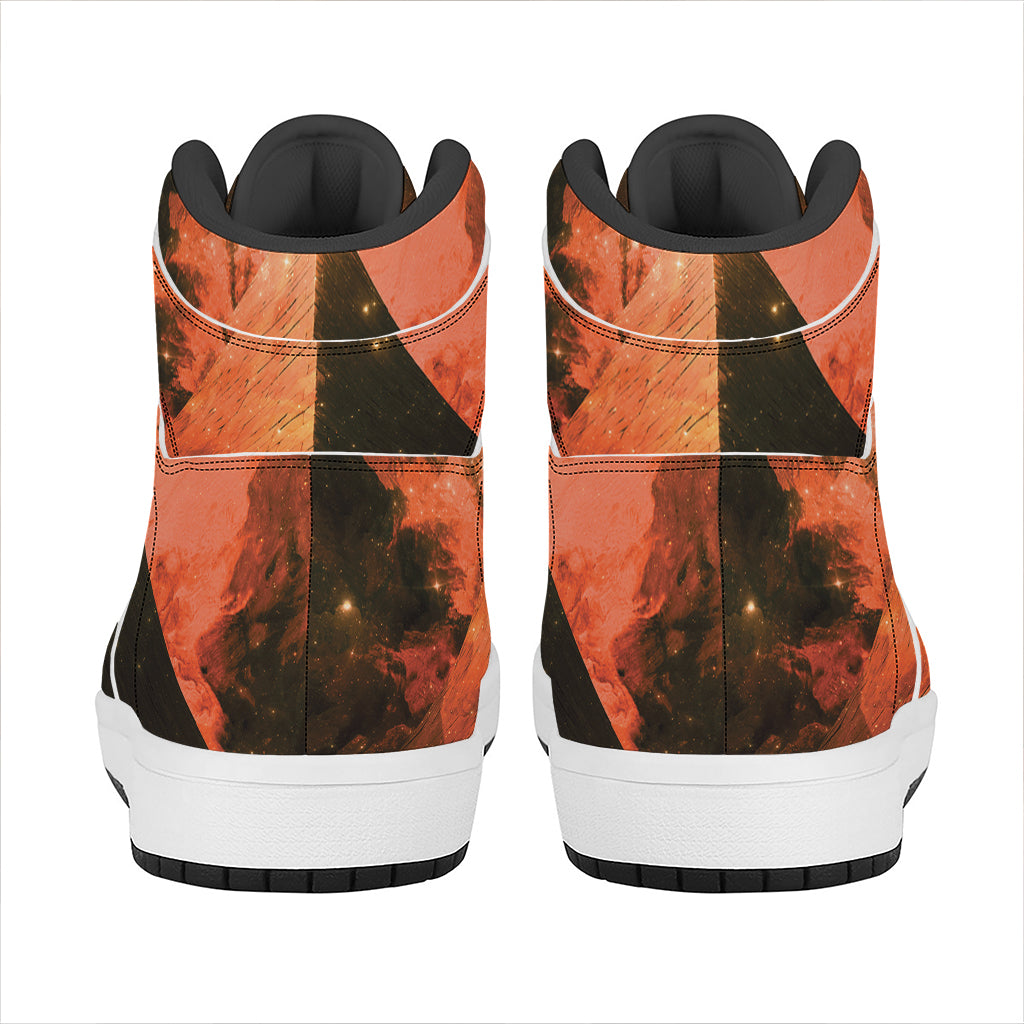 Galaxy Pyramid Print High Top Leather Sneakers