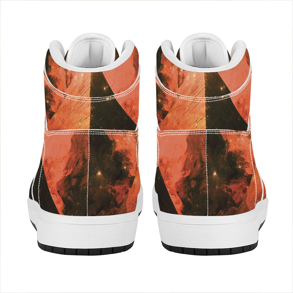 Galaxy Pyramid Print High Top Leather Sneakers