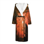 Galaxy Pyramid Print Hooded Bathrobe