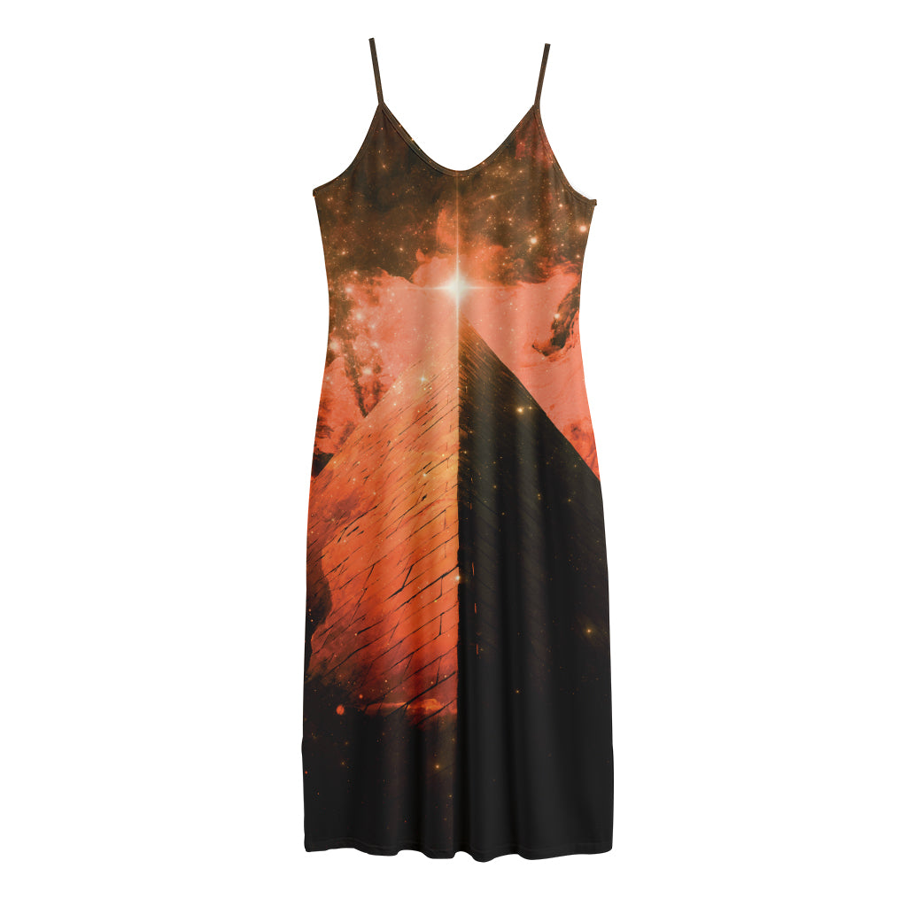 Galaxy Pyramid Print Jersey Midi Cami Dress