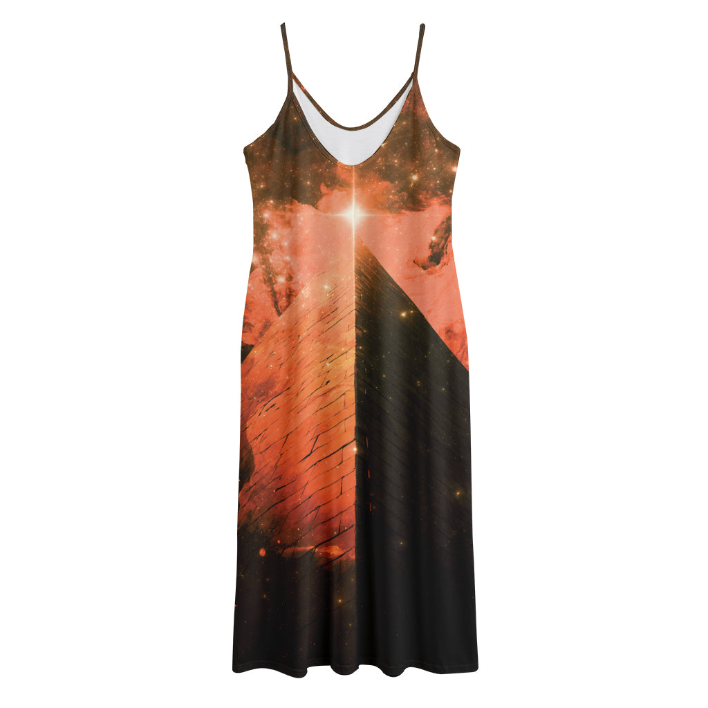 Galaxy Pyramid Print Jersey Midi Cami Dress