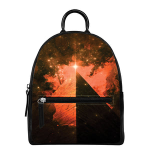 Galaxy Pyramid Print Leather Backpack