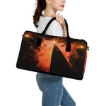Galaxy Pyramid Print Leather Duffle Bag