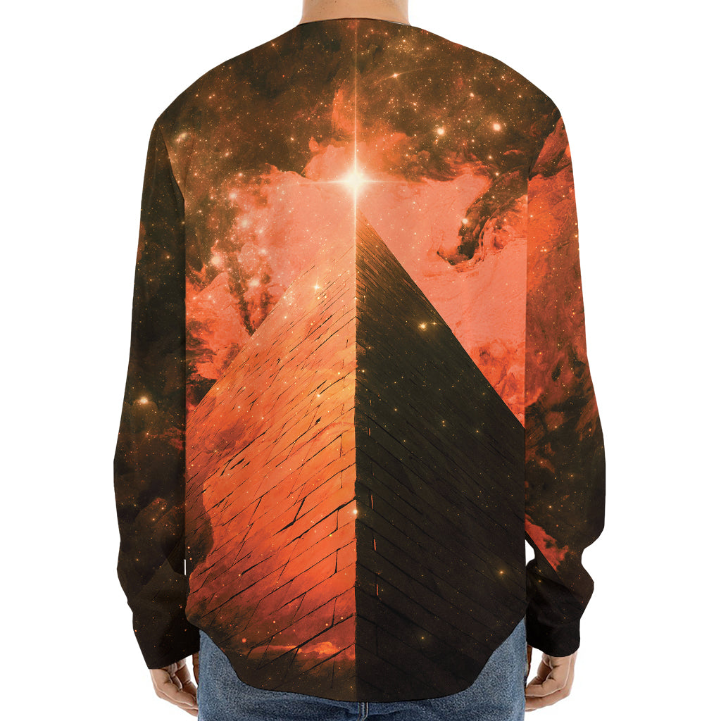 Galaxy Pyramid Print Long Sleeve Baseball Jersey