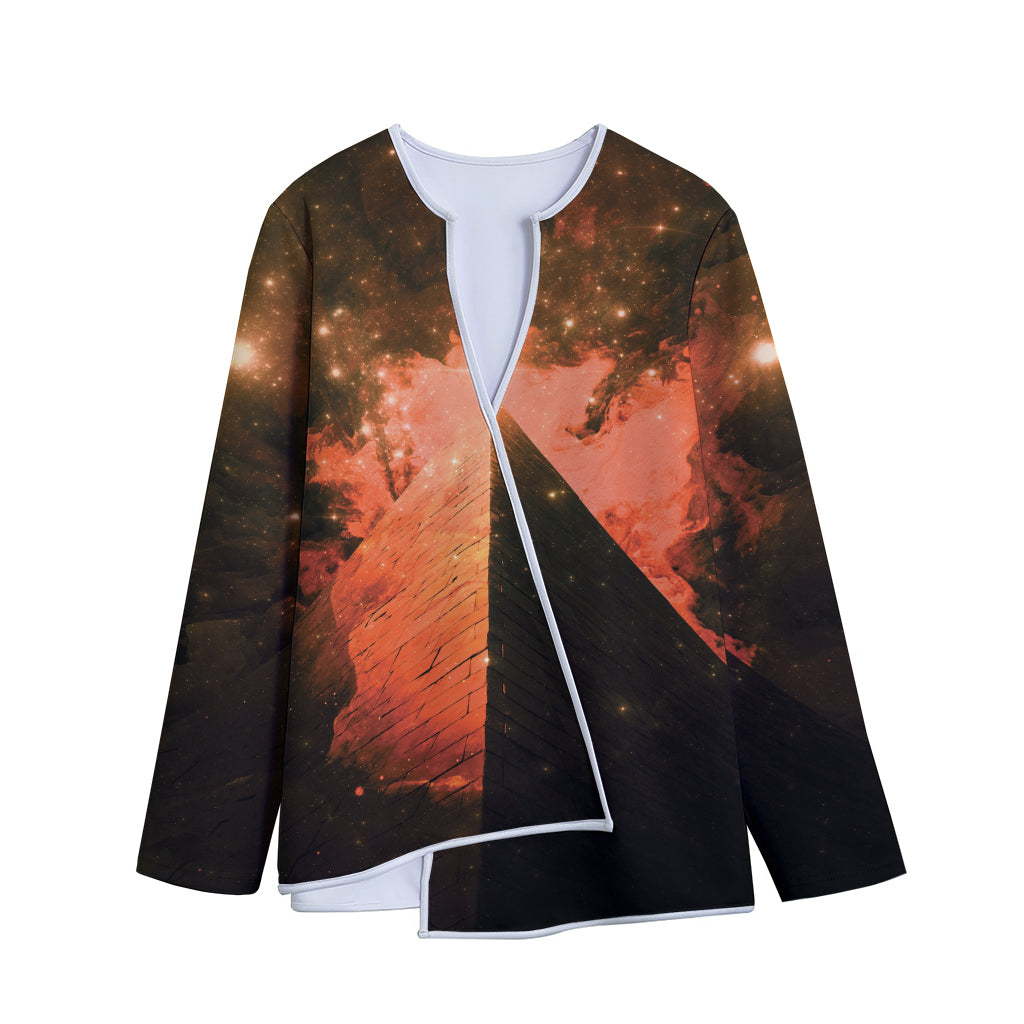 Galaxy Pyramid Print Long Sleeve Short Coat