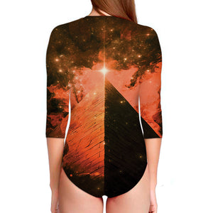 Galaxy Pyramid Print Long Sleeve Swimsuit