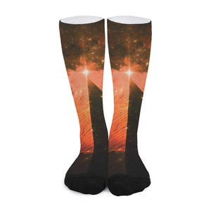 Galaxy Pyramid Print Long Socks