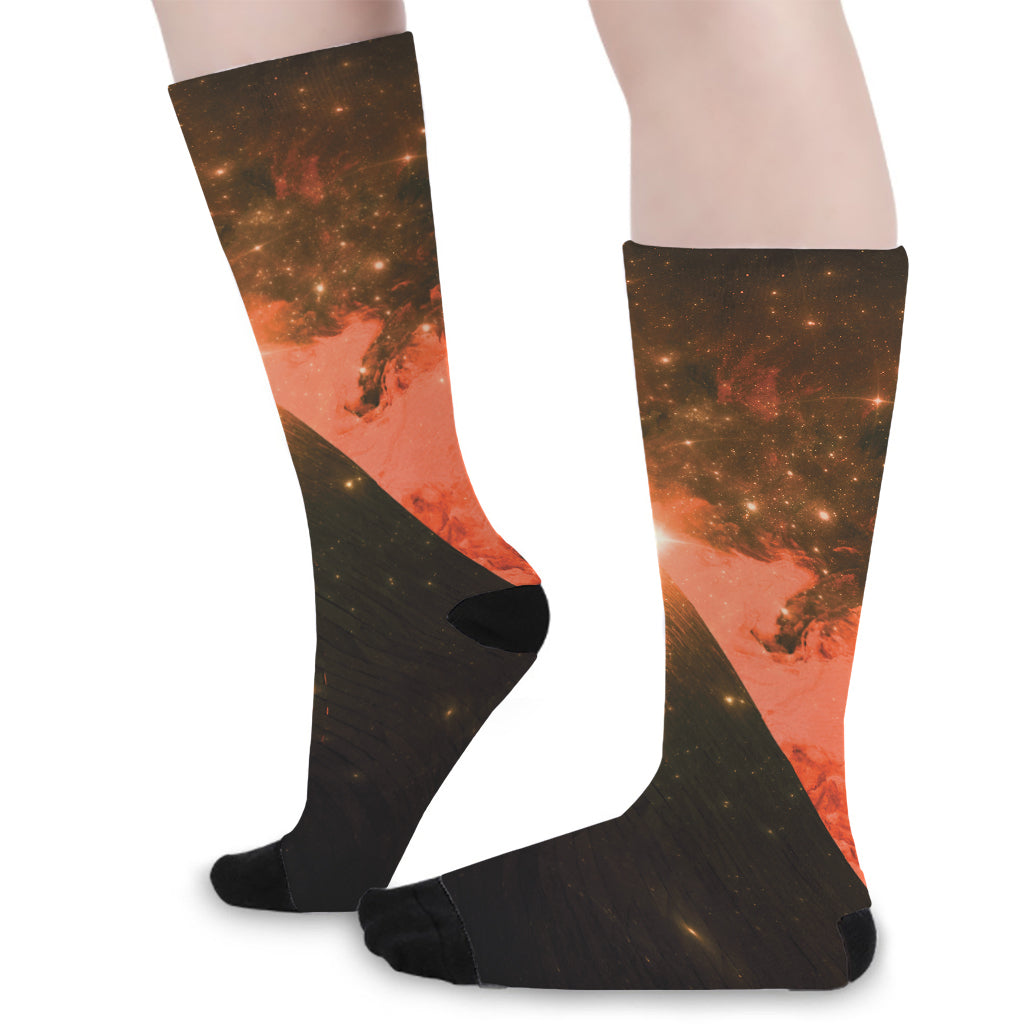 Galaxy Pyramid Print Long Socks