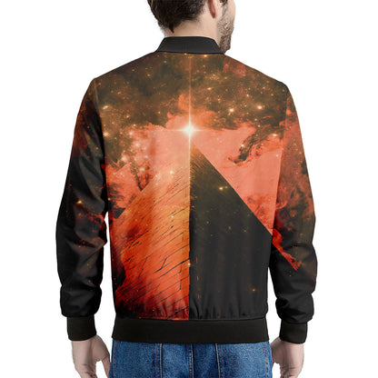 Galaxy Pyramid Print Men's Bomber Jacket