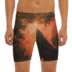 Galaxy Pyramid Print Men's Long Boxer Briefs