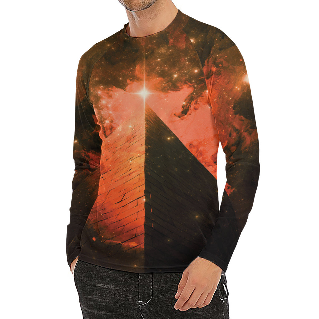 Galaxy Pyramid Print Men's Long Sleeve Rash Guard