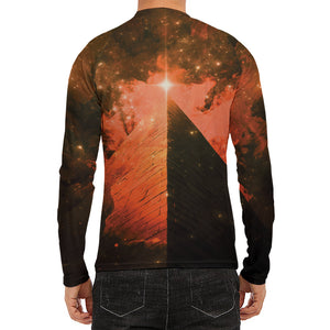 Galaxy Pyramid Print Men's Long Sleeve Rash Guard