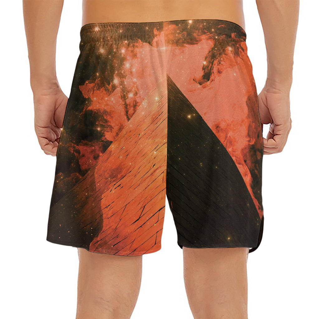 Galaxy Pyramid Print Men's Split Running Shorts