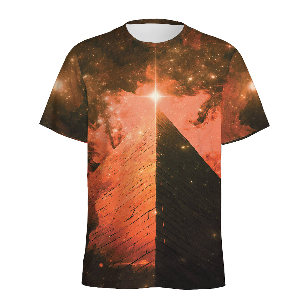 Galaxy Pyramid Print Men's Sports T-Shirt