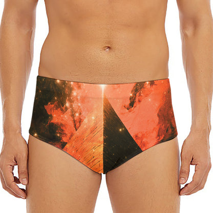Galaxy Pyramid Print Men's Triangle Swim Briefs